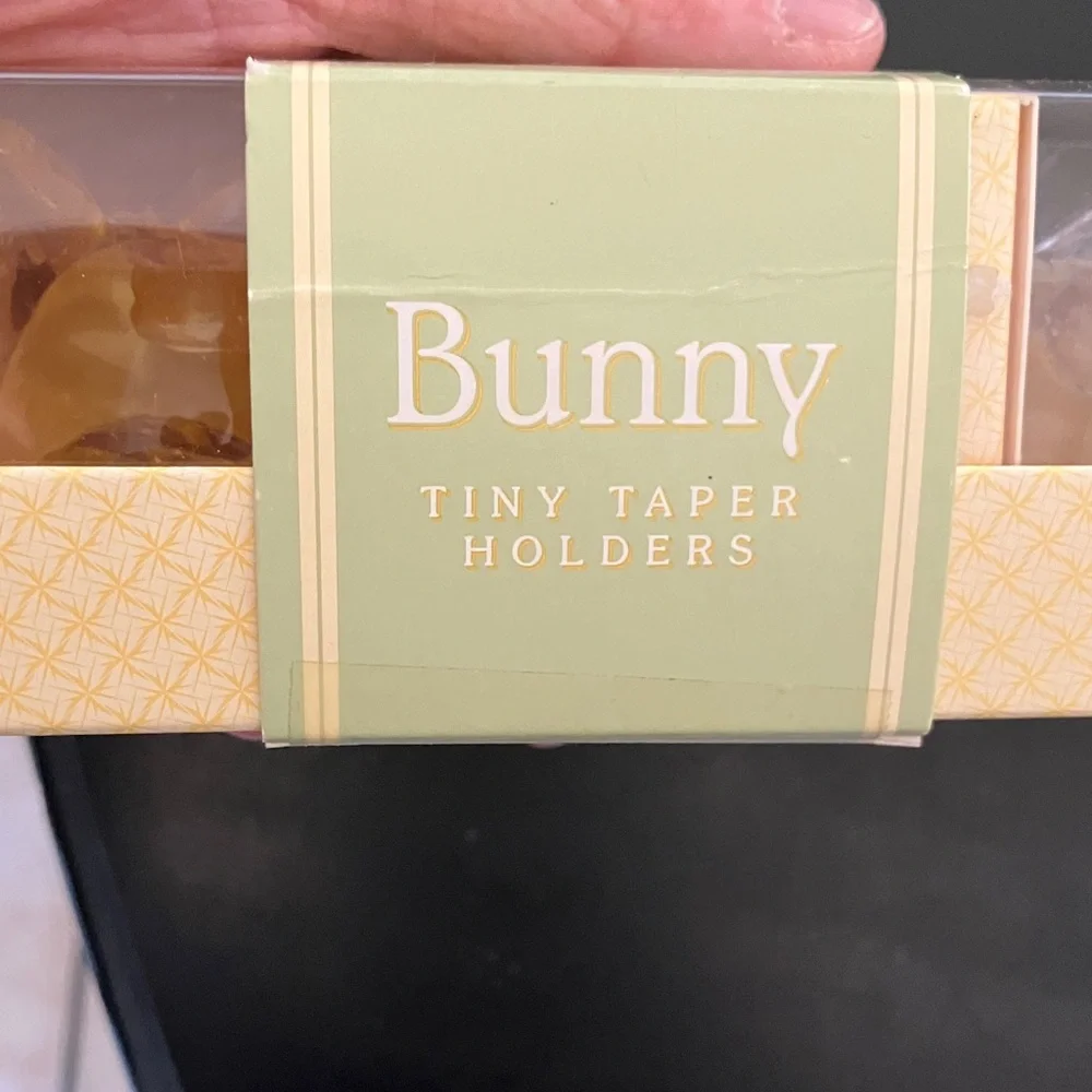 Williams Sonoma Bunny Taper Holders in Green and Pink